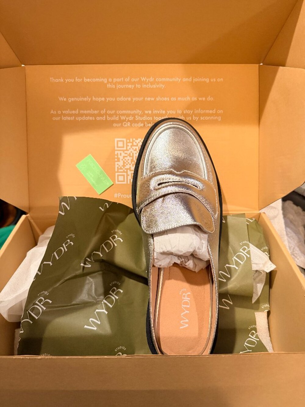 Wydr Alex Lug Loafer Mule - Silver (New In Box)